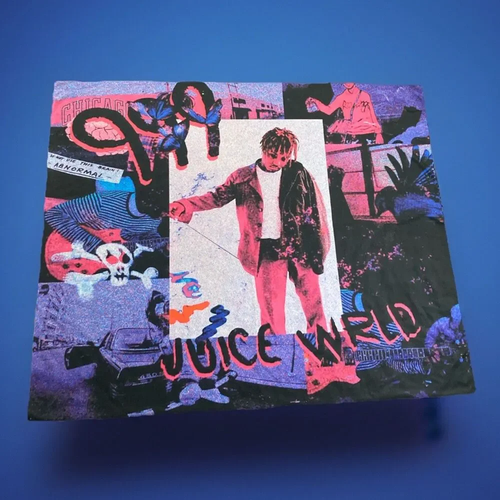Juice Wrld Pink Purple Music Rap Grunge Cloth Large Tapestry Wall Decor 5 x 4